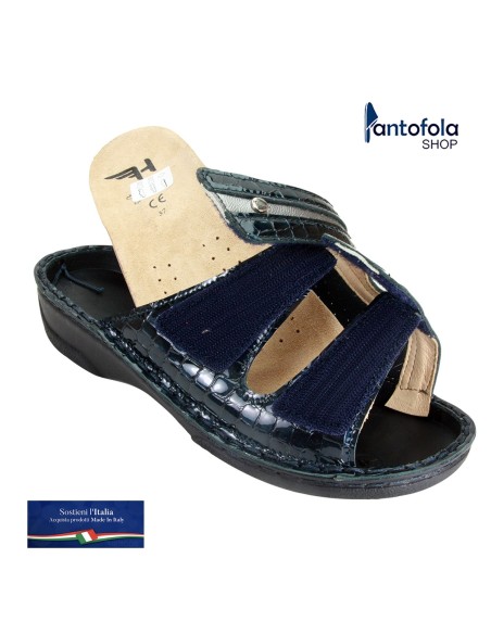 H 158 Blu Navonaelast- Calzatura specifica per alluce valgo, plantare estraibile - Vera pelle