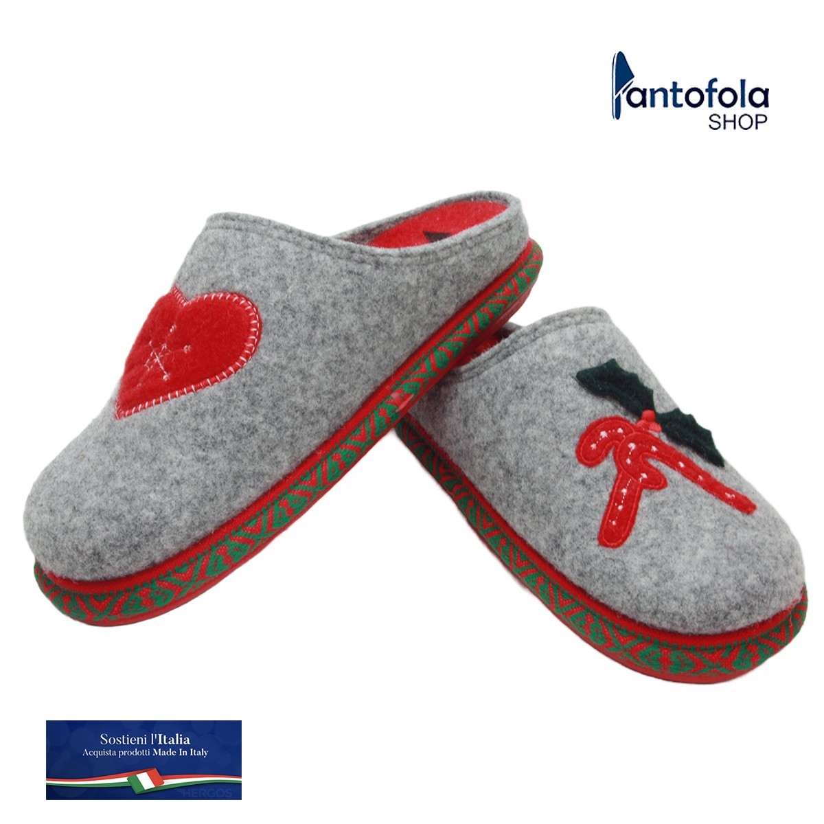 Hergos H 1027 Grigio - Calzatura comoda in Lana cotta - Plantare estraibile