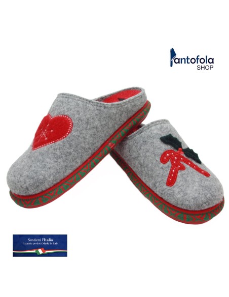 Hergos H 1027 Grigio - Calzatura comoda in Lana cotta - Plantare estraibile