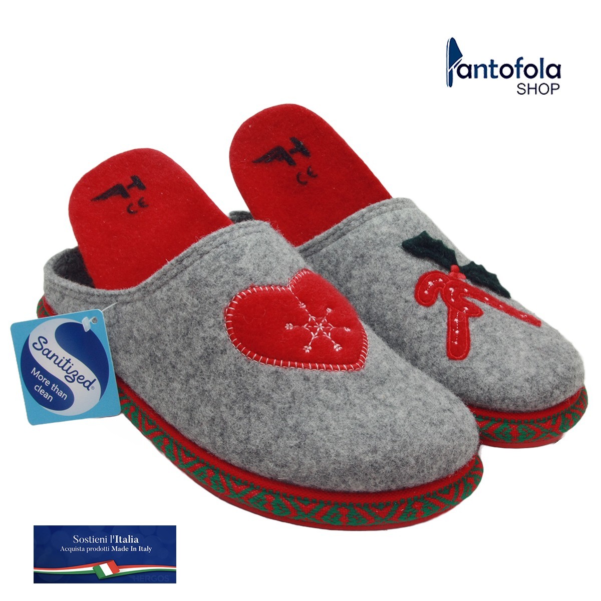 Hergos H 1027 Grigio - Calzatura comoda in Lana cotta - Plantare estraibile