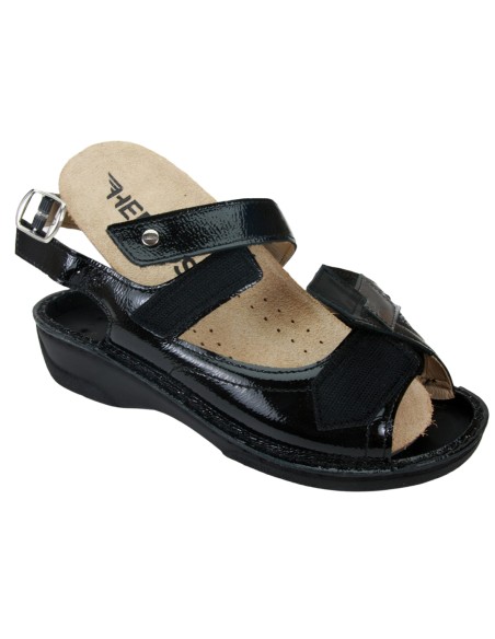 Hergos H 390 Nero Bielast- Calzatura ortopedica comoda per alluce valgo - Vera pelle - Plantare estraibile