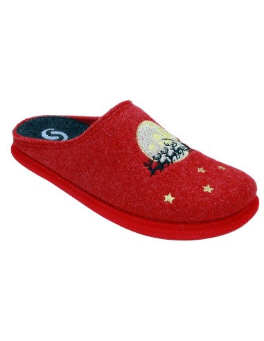 S 4217 Lana Rosso - Ciabatta in lana plantare...