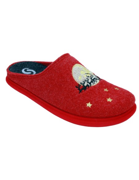 S 4217 Lana Rosso - Ciabatta in lana plantare estraibile
