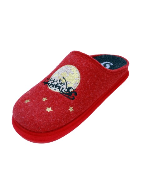 S 4217 Lana Rosso - Ciabatta in lana plantare estraibile