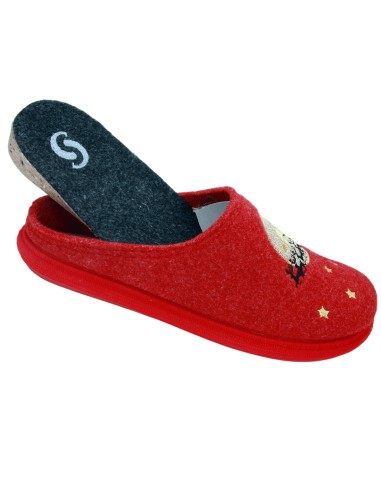 S 4217 Lana Rosso - Ciabatta in lana plantare...