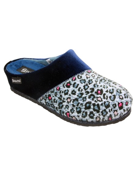 S 1650 Velluto Blu - Sabot in lana Plantare estraibile