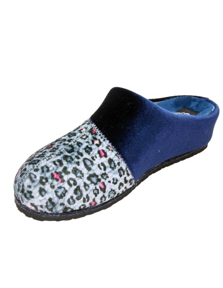 S 1650 Velluto Blu - Sabot in lana Plantare estraibile