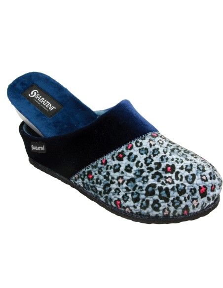 S 1650 Velluto Blu - Sabot in lana Plantare estraibile