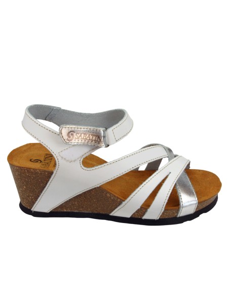 Sabatini 4351 Bianco/Argento- Sandalo comodo - Vera pelle