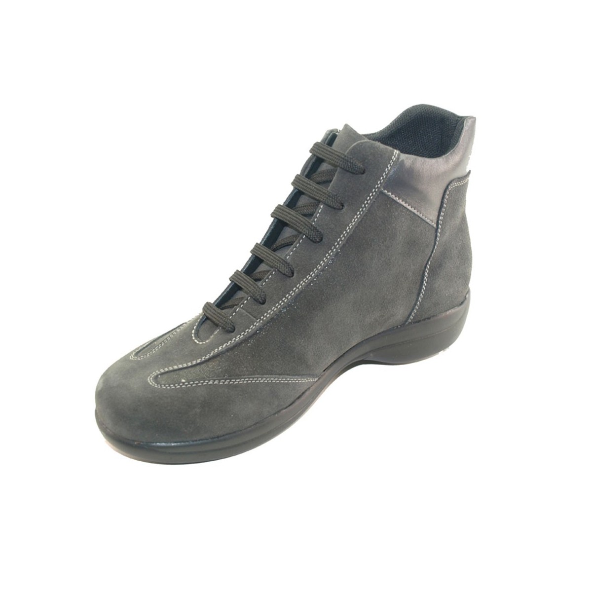 H 9102 Grigio - Scarpa comoda ed elegante, vera pelle e camoscio