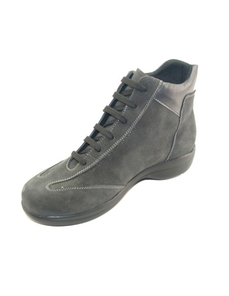 H 9102 Grigio - Scarpa comoda ed elegante, vera pelle e camoscio