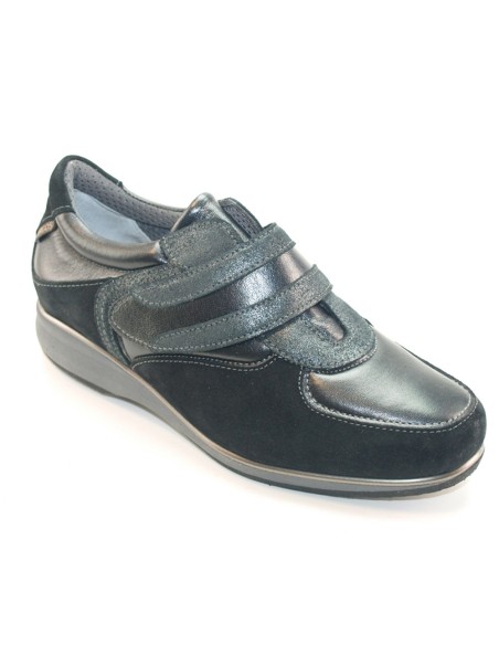 H 8131 Nero Perlato - Scarpa comoda ed elegante, vera pelle e camoscio