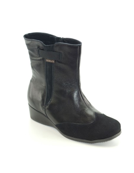 H 8035 Nero - Scarpa comoda ed elegante, vera pelle e camoscio