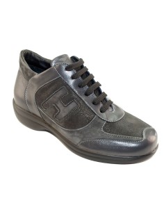 H 9100 Nero - Scarpa comoda ed elegante, vera pelle e Camoscio