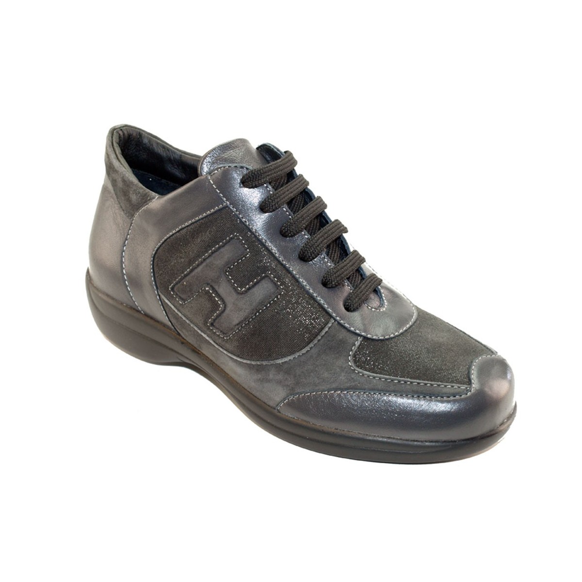 H 9100 Nero - Scarpa comoda ed elegante, vera pelle e Camoscio