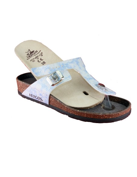 Hergos H 074 Azzurro - Calzatura infradito comoda, plantare estraibile