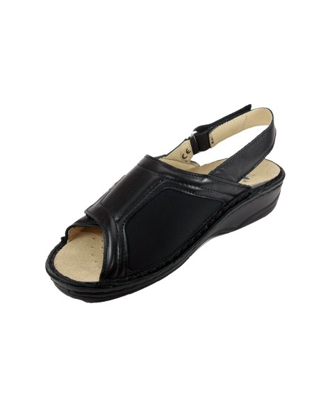 Hergos H 154 Nero Setaelast - Calzatura ortopedica comoda per alluce valgo - Vera pelle - Plantare estraibile