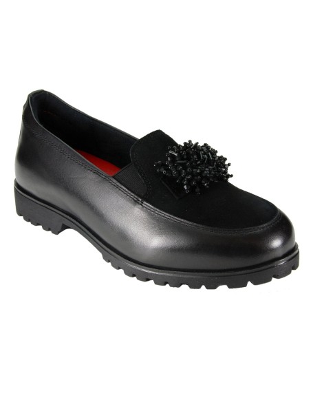 Sabatini S 7204 Nero Nappa Camoscio- Scarpa comoda ed elegante, vera pelle e plantare estraibile