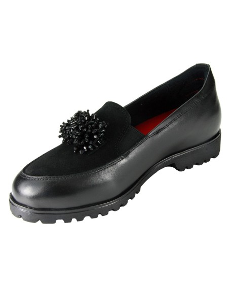 Sabatini S 7204 Nero Nappa Camoscio- Scarpa comoda ed elegante, vera pelle e plantare estraibile
