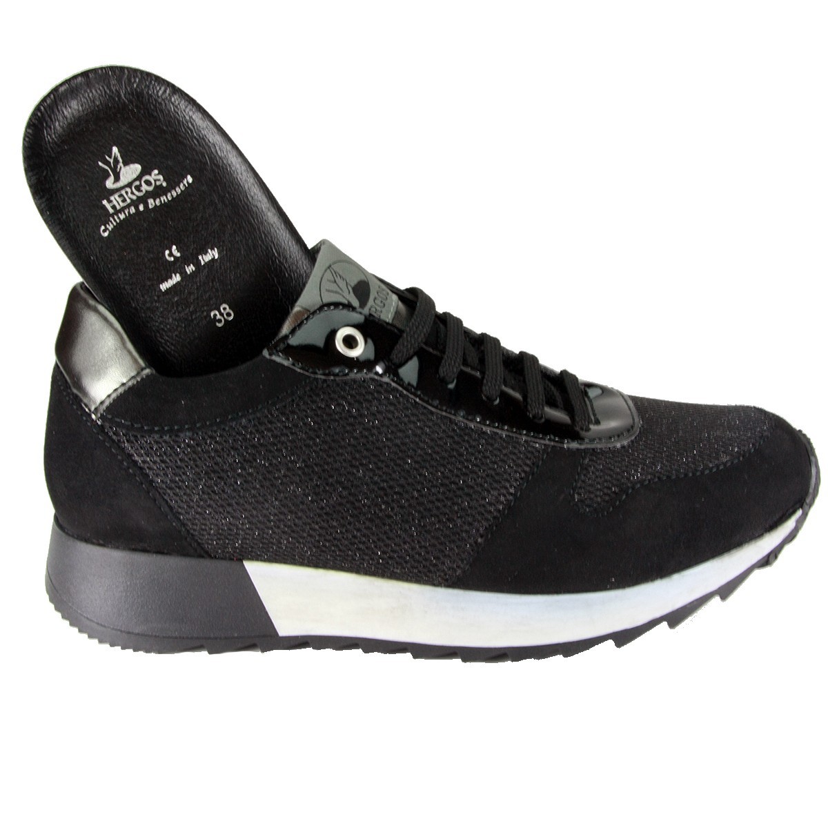 Hergos H 9160 Nero Camoscio - Scarpa comoda ed elegante - Plantare estraibile