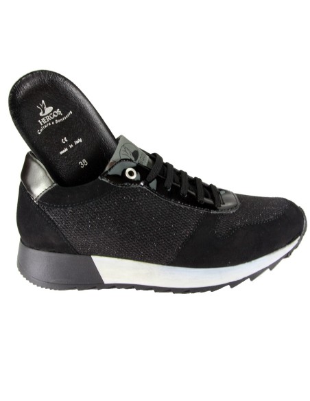 Hergos H 9160 Nero Camoscio - Scarpa comoda ed elegante - Plantare estraibile