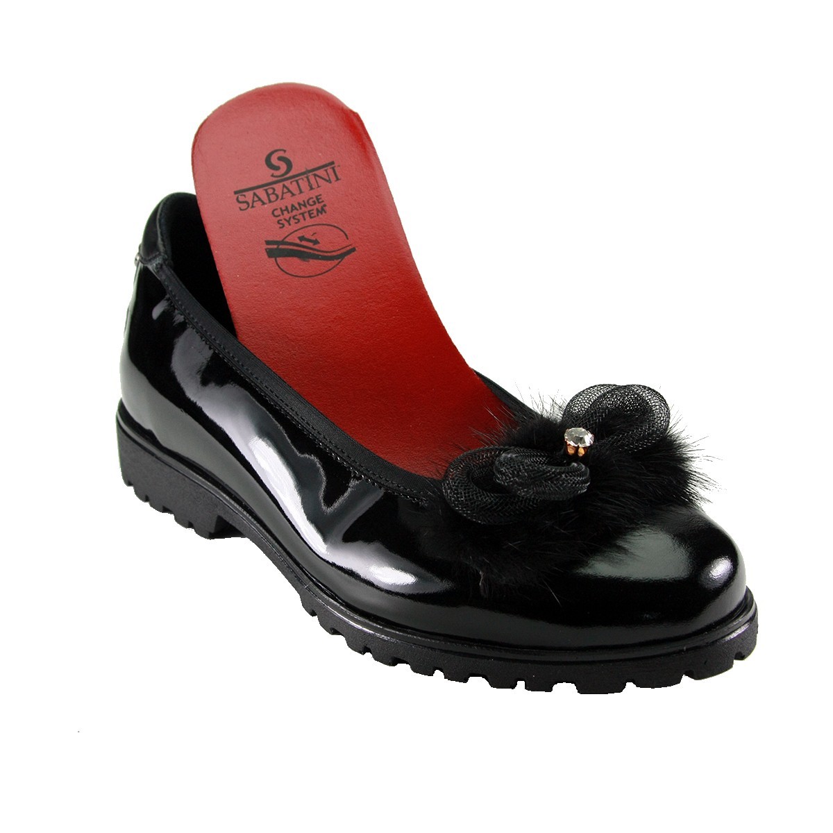 Sabatini S 7202 Nero Vernice- Scarpa comoda ed elegante, vera pelle e plantare estraibile