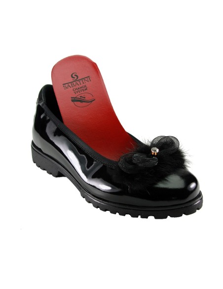 Sabatini S 7202 Nero Vernice- Scarpa comoda ed elegante, vera pelle e plantare estraibile